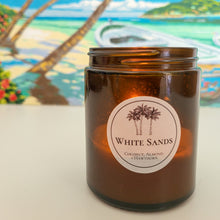 Load image into Gallery viewer, candle with tropical scene behind